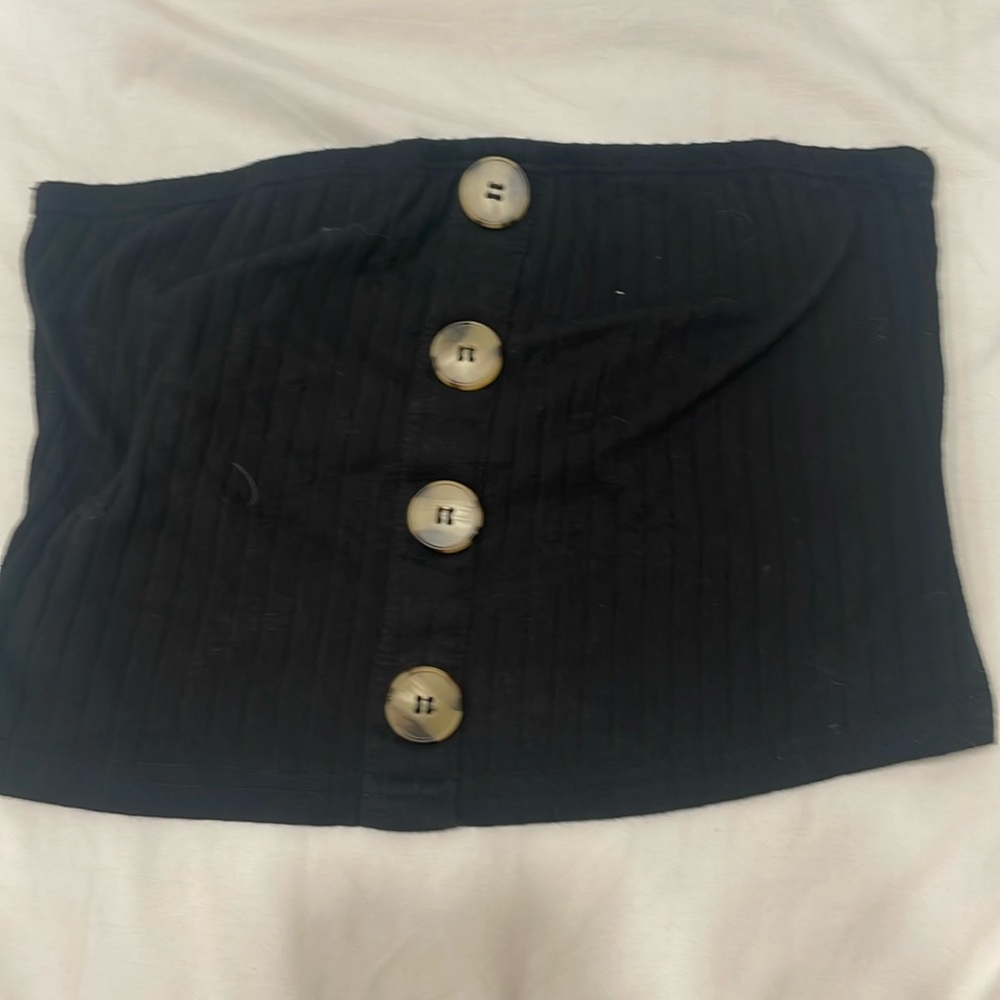 strapless button top